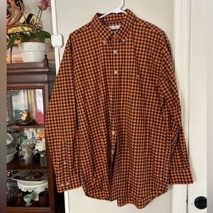 Southern Point Co. men's long-sleeve button-down shirt orange & Navy size Large